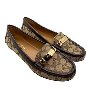 Coach Brown and Gold Signature Loafers